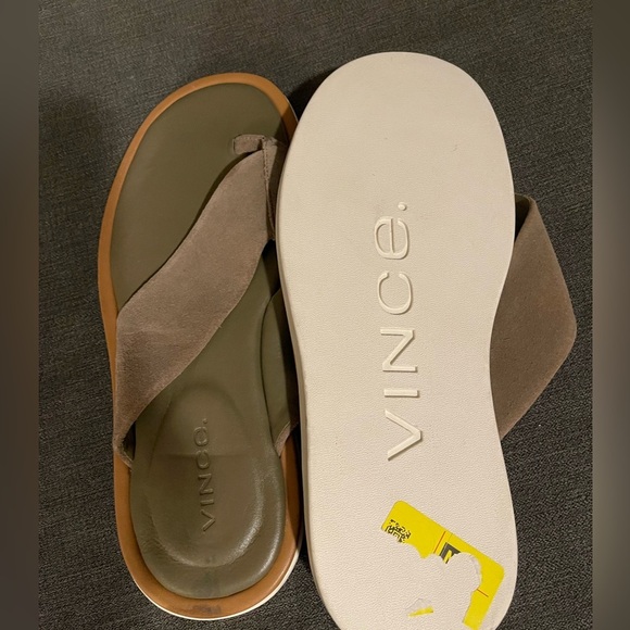 Vince Dean Olive Green Suede Flip Flop